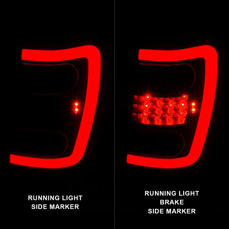 ANZO 1999-2004 Jeep Grand Cherokee LED Tail Lights w/ Light Bar Black  Housing Clear Lens