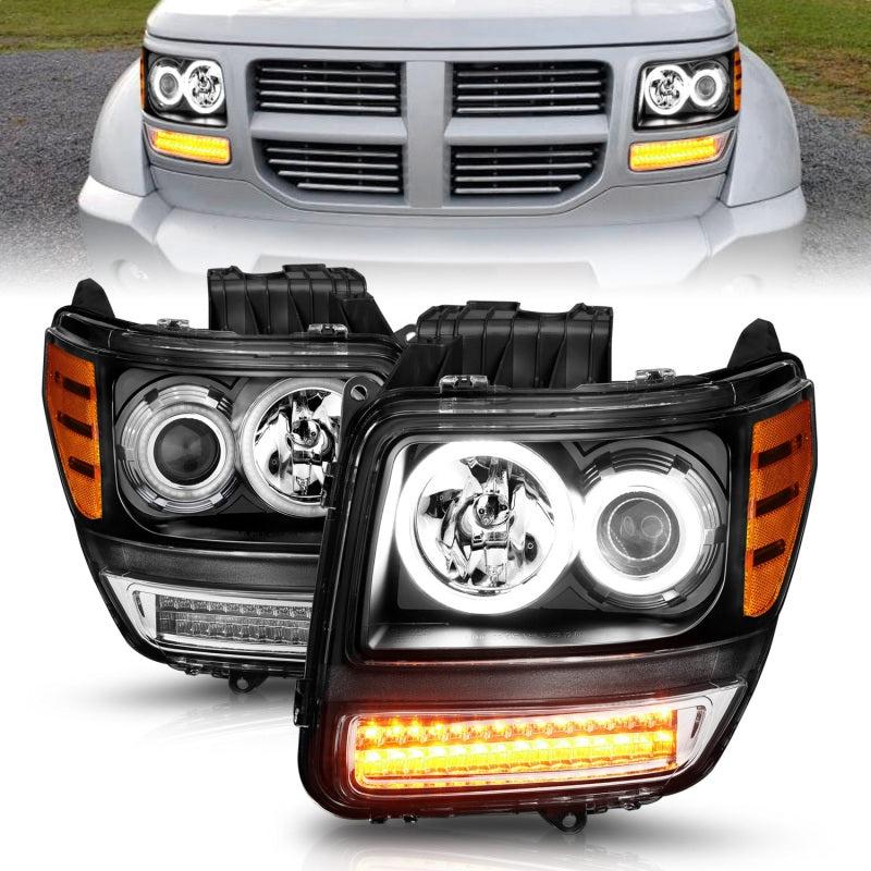 ANZO 2007-2012 Dodge Nitro Projector Headlights w/ Halo Black