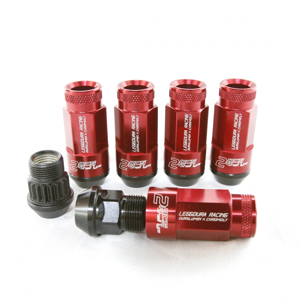 Project Kics Leggdura Racing Shell Type Lug Nut 53mm Open-End-Style -  12x1.5 - Red