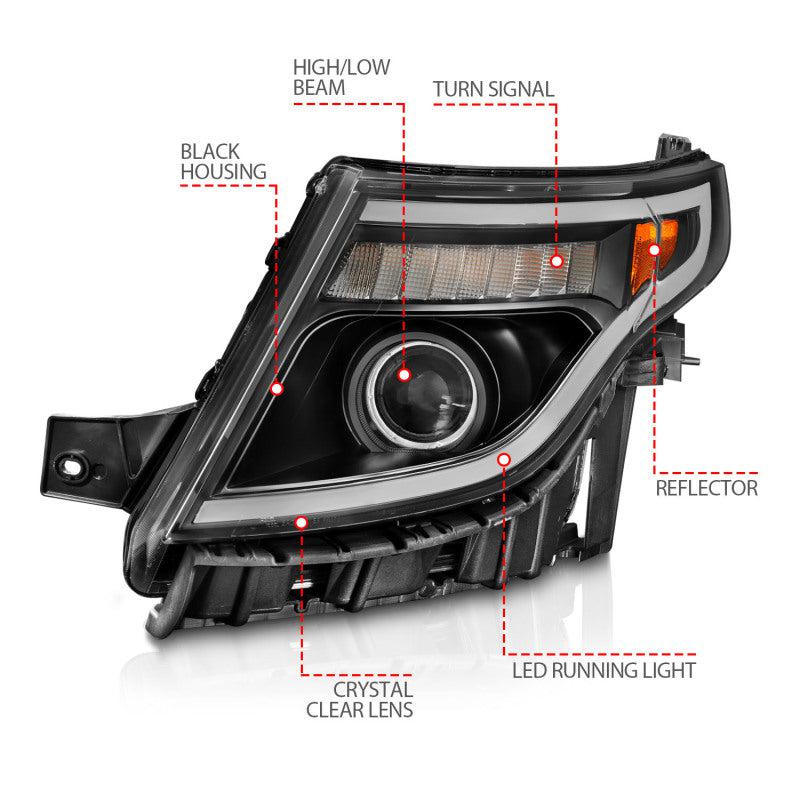 ANZO 11-15 Ford Explorer (w/Factory Halogen HL Only) Projector 