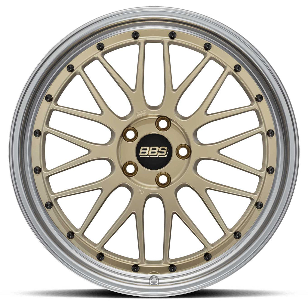 BBS LM 18x9.5 5x114.3 ET38 Gold Center Diamond Cut Lip Wheel -82mm 