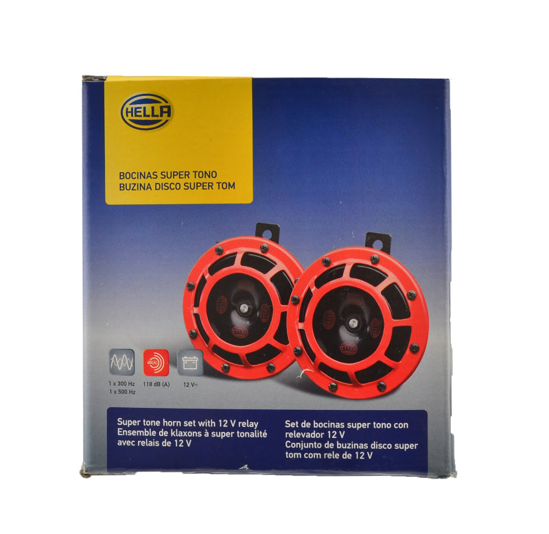 Hella Supertone Horn Kit 12V 300/500HZ Red-dsg-performance-canada