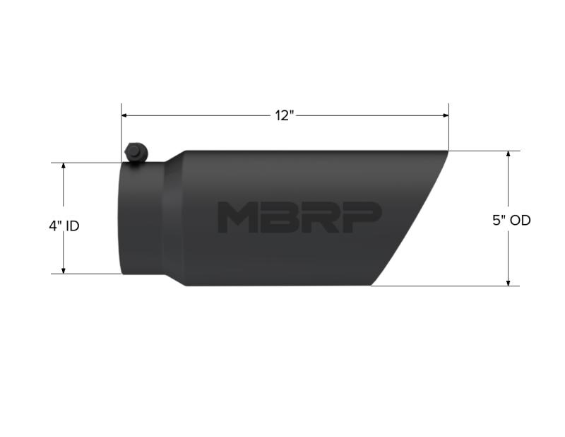 MBRP Universal Tip 5 O.D. Dual Wall Angled 4 inlet 12 length - Black Finish-dsg-performance-canada