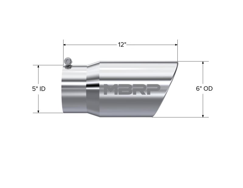 MBRP Universal Tip 6 O.D. Angled Rolled End 5 inlet 12 length-dsg-performance-canada