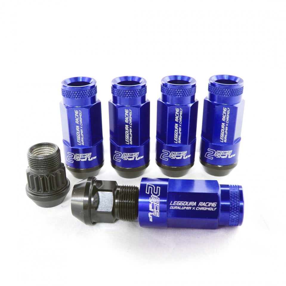 Project Kics Leggdura Racing Shell Type Lug Nut 53mm Open-End-Style -  12x1.5 - Blue